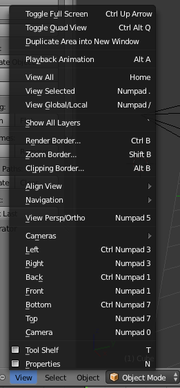 Blender view menu