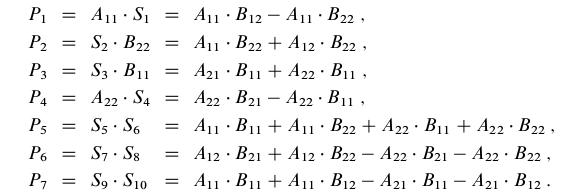 P matrices in Strassen's Algorithm