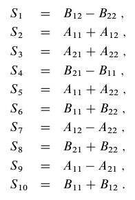 S matrices in Strassen's Algorithm