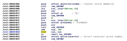 Dissassembly of Serial Number Code