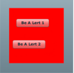 Screenshot of an application with two buttons which display alerts