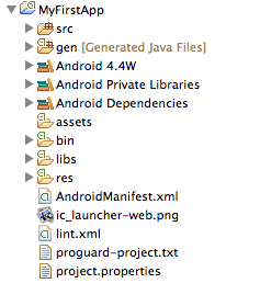 Image of folders of file tree of our first project