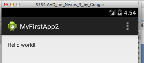 AVD Screenshot of Hello World 
