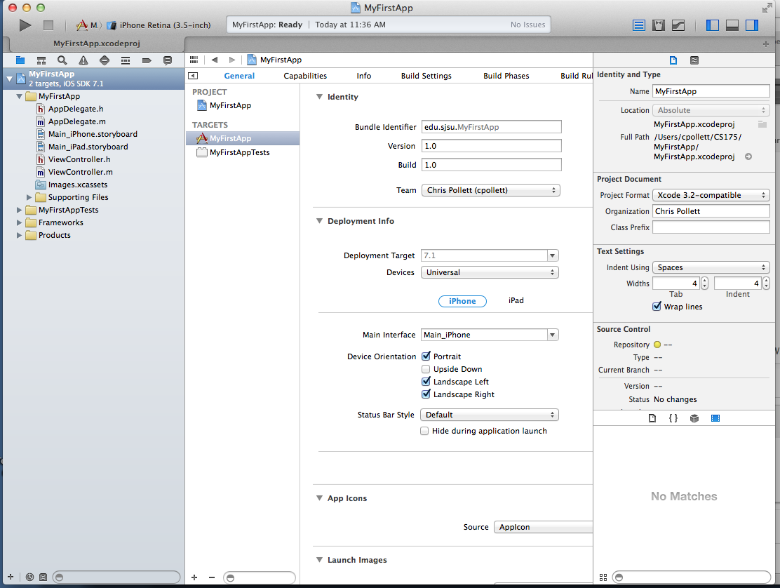 An image showing where the Detail View, Groups & Files, and Editor pane are for XCode.