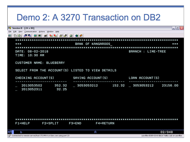3270 Screenshot of a SQL Report