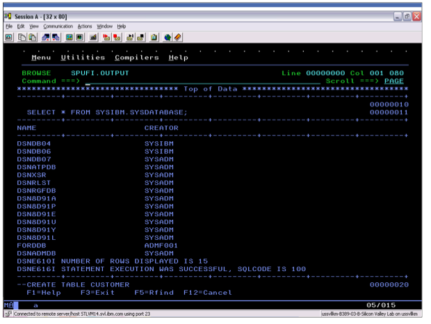 SPUFI Result of an SQL Statements