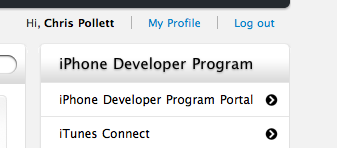 iPhone Developer Portal link