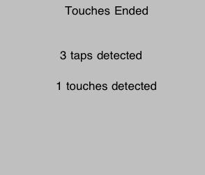 Screenshot of the touch app running showing a message that a touch event just ended