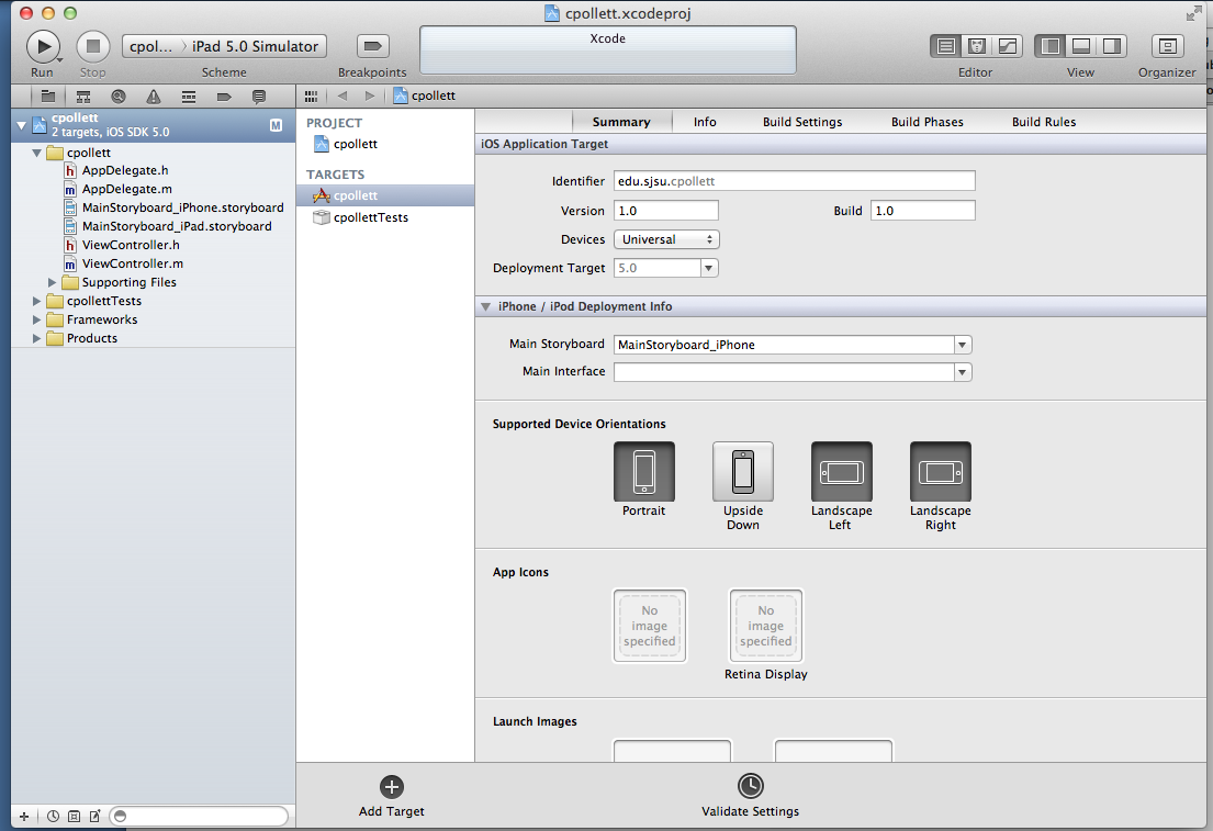 An image showing where the Detail View, Groups & Files, and Editor pane are for XCode.