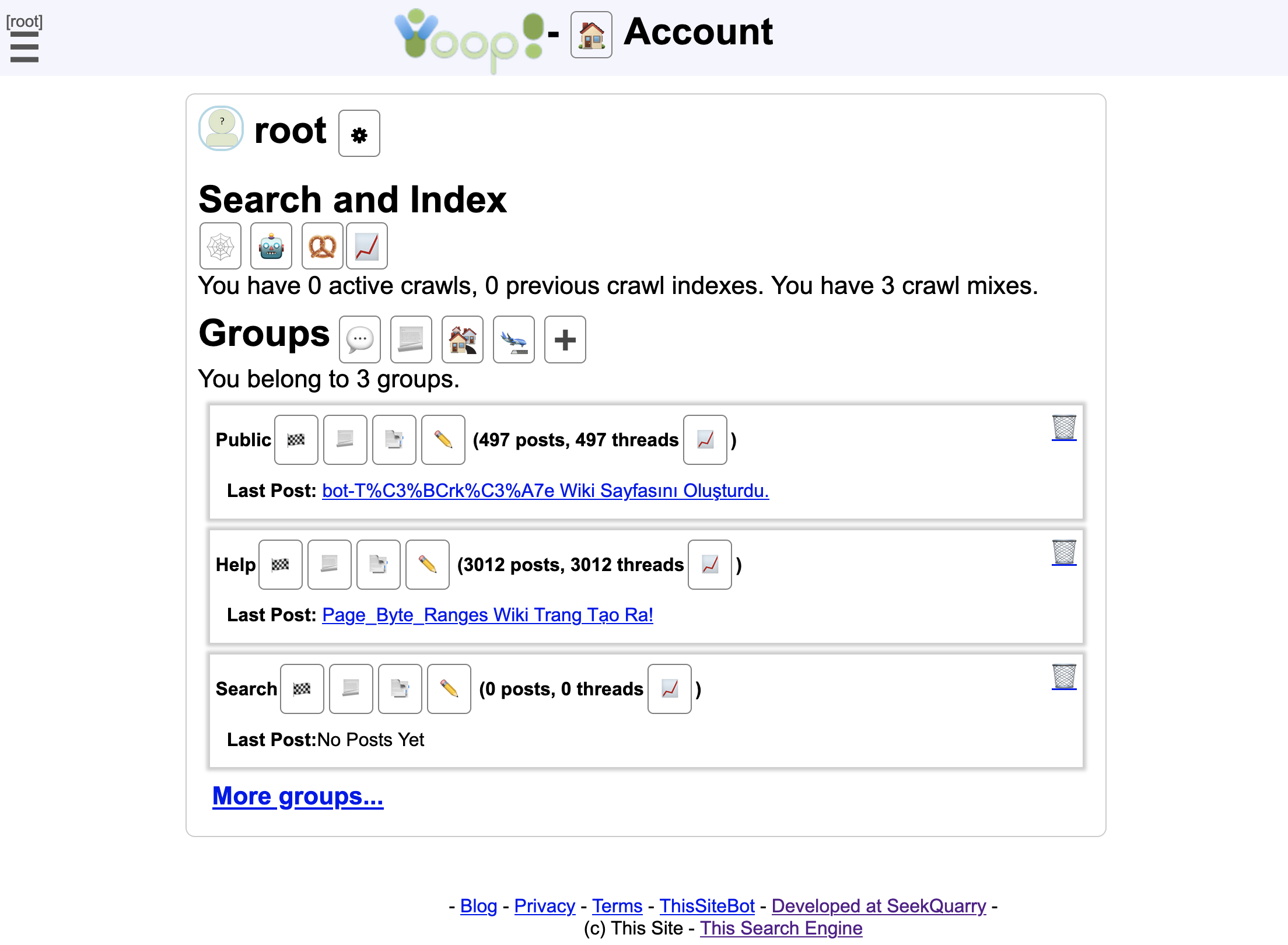 Yioop Admin Page