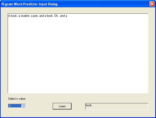 N-gram Word Predictor input dialog