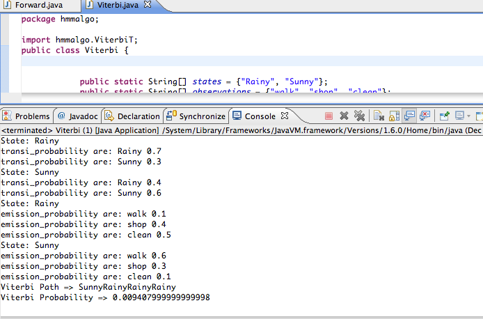 Picture of running Viterbi.java