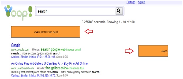 ads on search result page