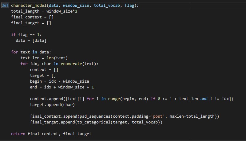 Character embedding implementation