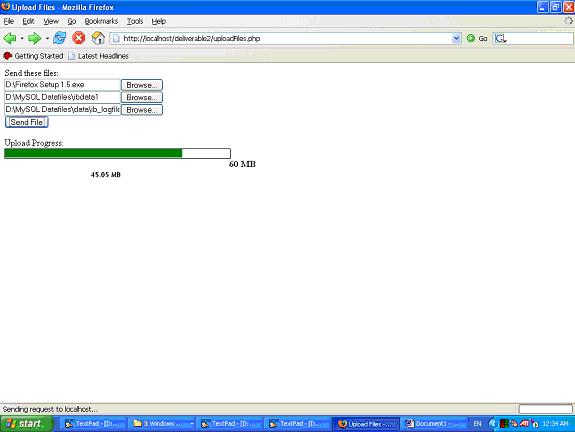 image upload form. This page shows an upload progressing bar and uploaded size while uploading.