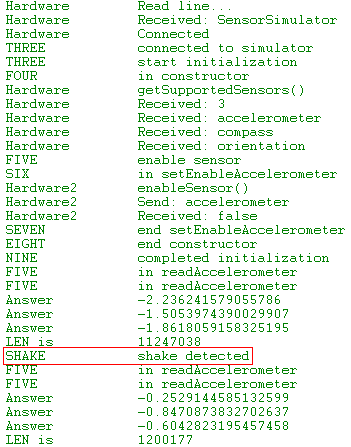 values written to the log file