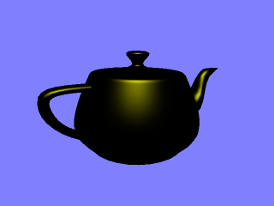 Teapot illuminated by specular reflected light.