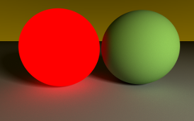 Two computer graphic spheres: one emits light while the other does not.