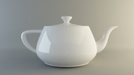 Computer graphic teapot rendered with porcelain texture
