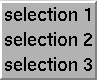 Screenshot of three menu options: selection 1, selection 2, and selection 3.
