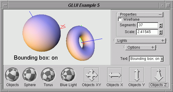 Second screenshot of the GLUI Graphical User Interface widget set.