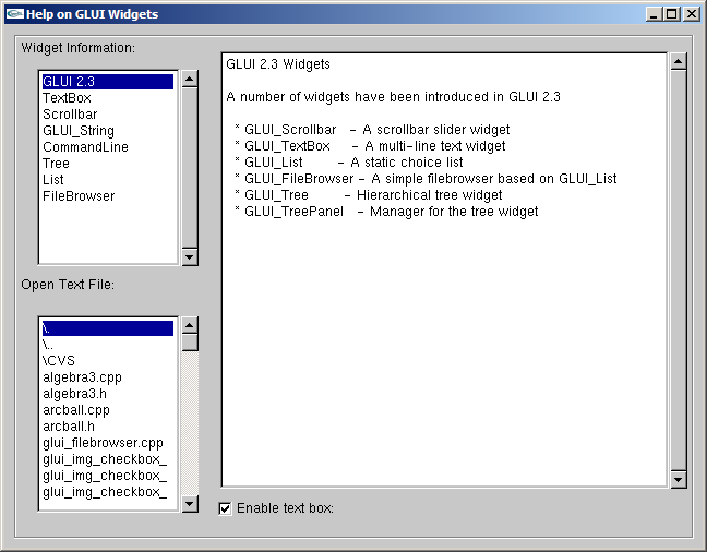 Third screenshot of the GLUI Graphical User Interface widget set.