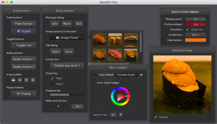 Screenshot of the NanoGUI Graphical User Interface widget set.