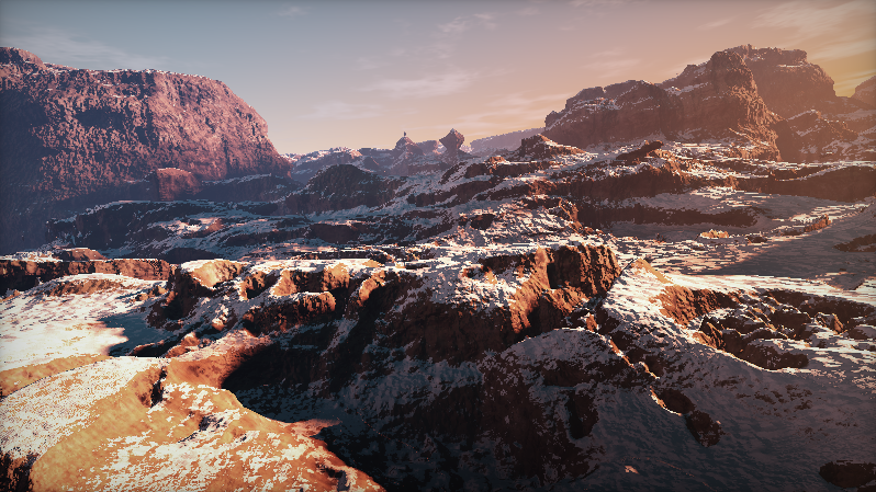 Screenshot of an OpenGL shader that simulates a canyon.