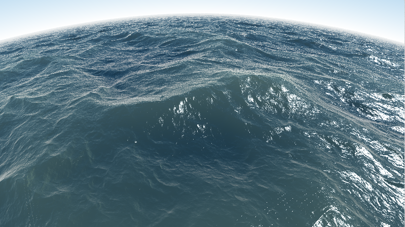 Screenshot of an OpenGL shader that simulates the ocean.