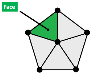 2D illustration of a mesh with face labeled.