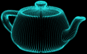 3D view of the Utah teapot displaying only the normals to the surface.