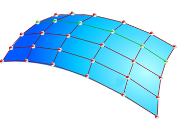 Image of a computer graphics mesh comprised of splines.