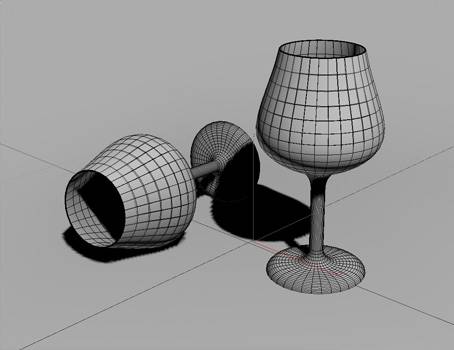 Wine glasses modeled with splines.