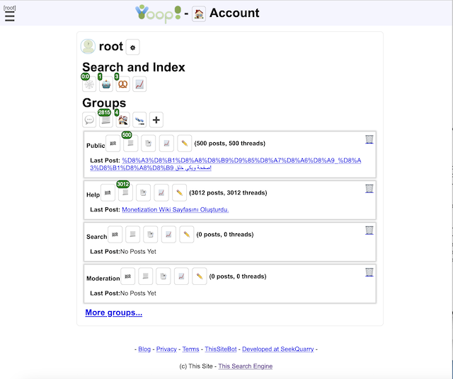 Yioop Admin Page