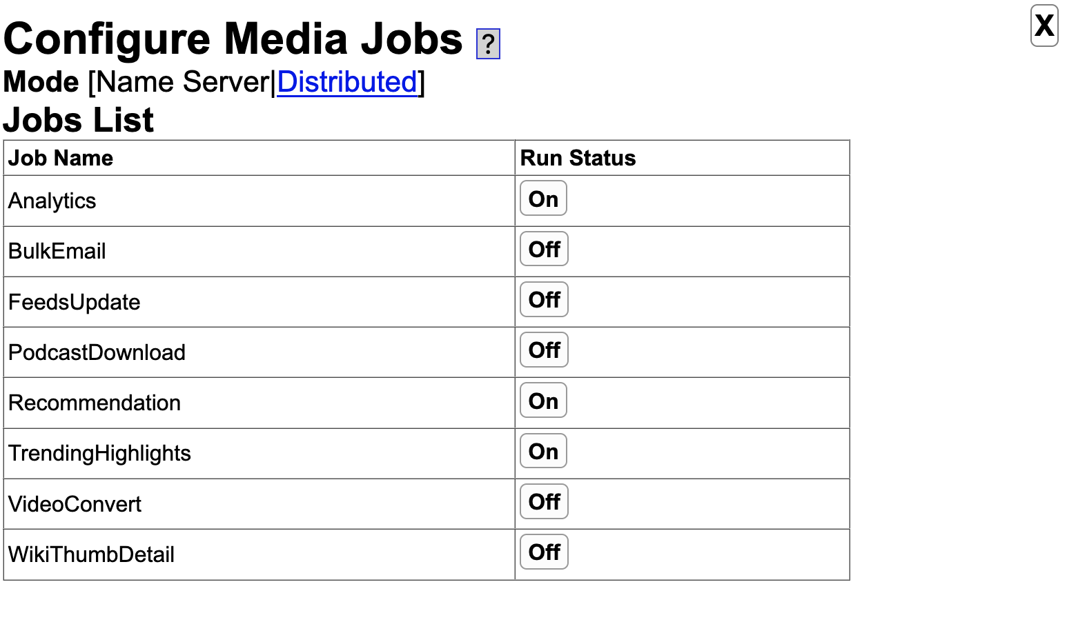 Configure Media Updater Page