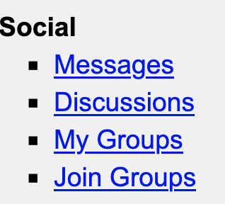 Social Activities Menu