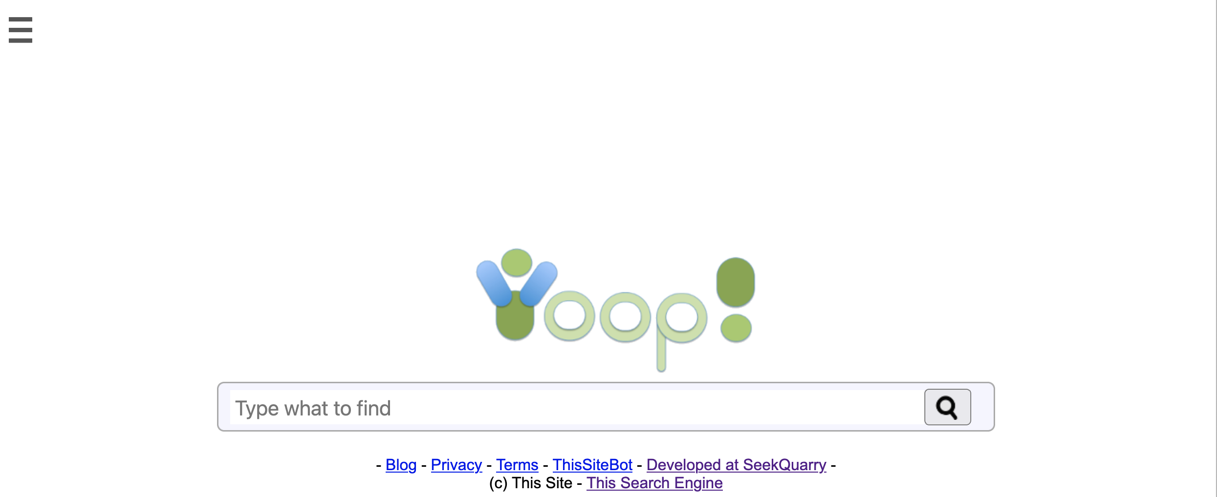 Yioop Landing Page