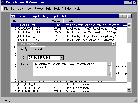 We begin by adding a [ C alculate] menu to the mainframe's menu bar.