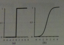 Example threshold and sigmoid activation functions