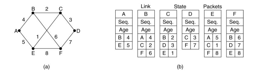 A hexagonal graph and the corresponding link state packets