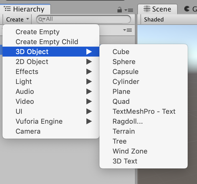 Adding Objects to a Scene in Unity
