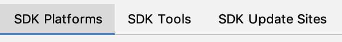 SDK Manager Tabs