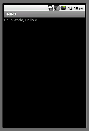 AVD Screenshot of Hello3 app