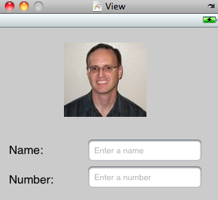 An example of a iPhone UI with an image and two textfields
