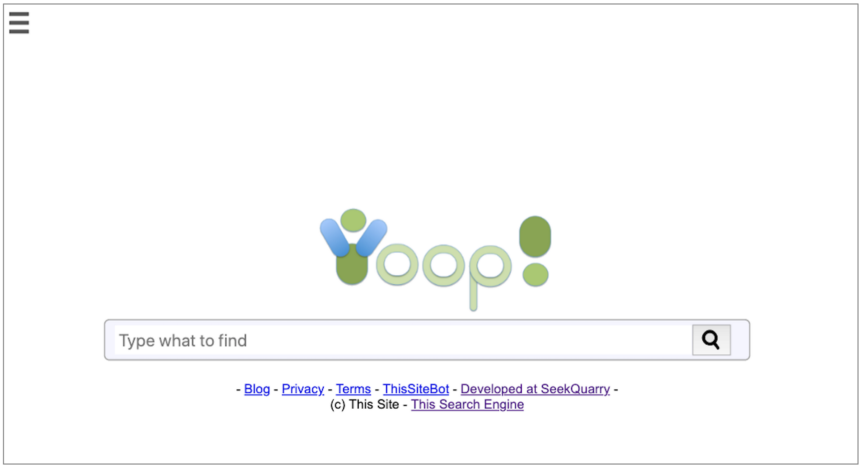Yioop Landing Page