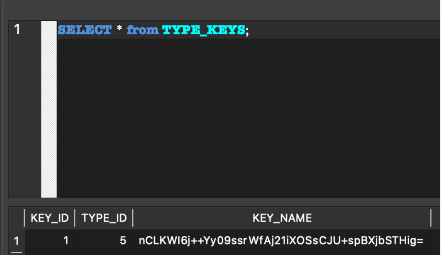 type_keys table