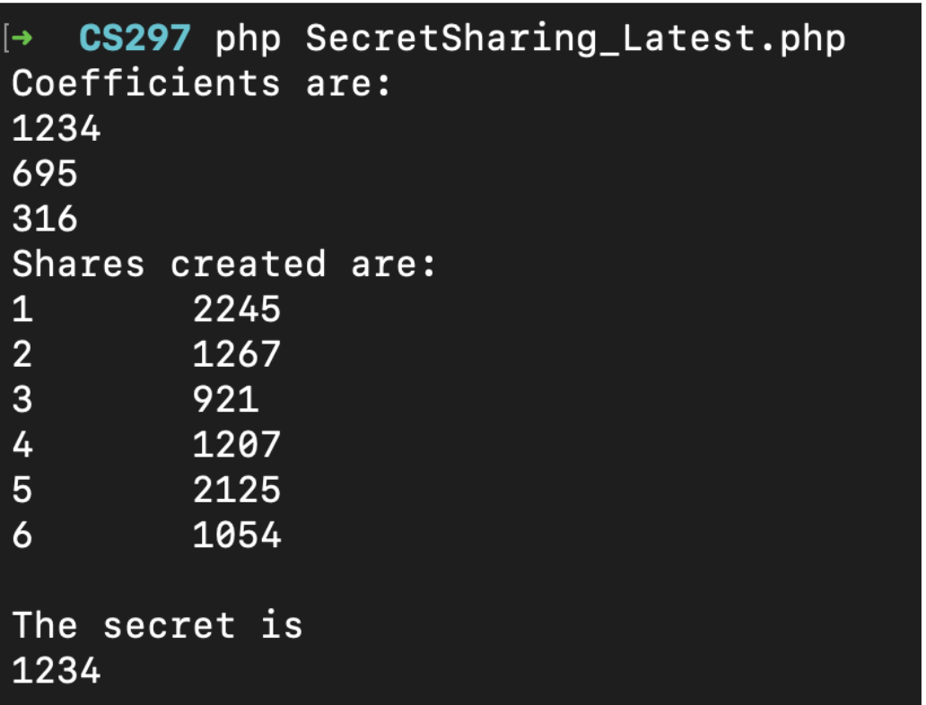 secret sharing result