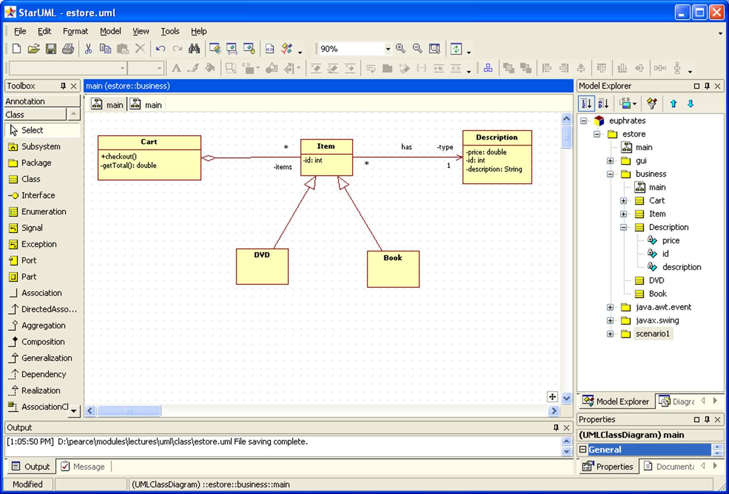 Here s a screen shot of the estore project in staruml notethe tree