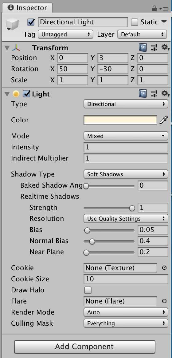 Directional Light Inspector