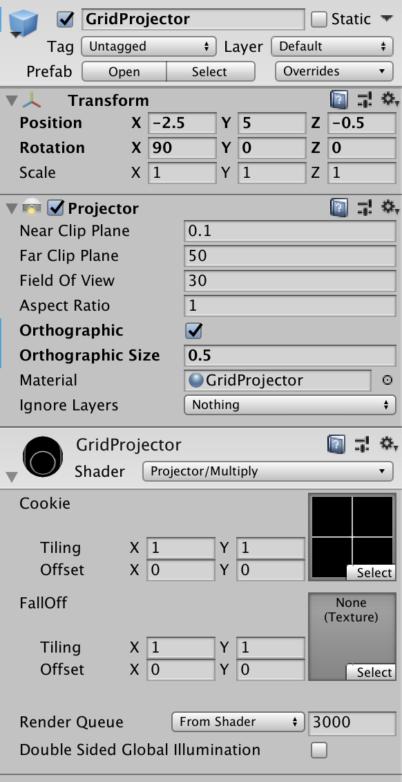 GridProjector's Inspector Pane